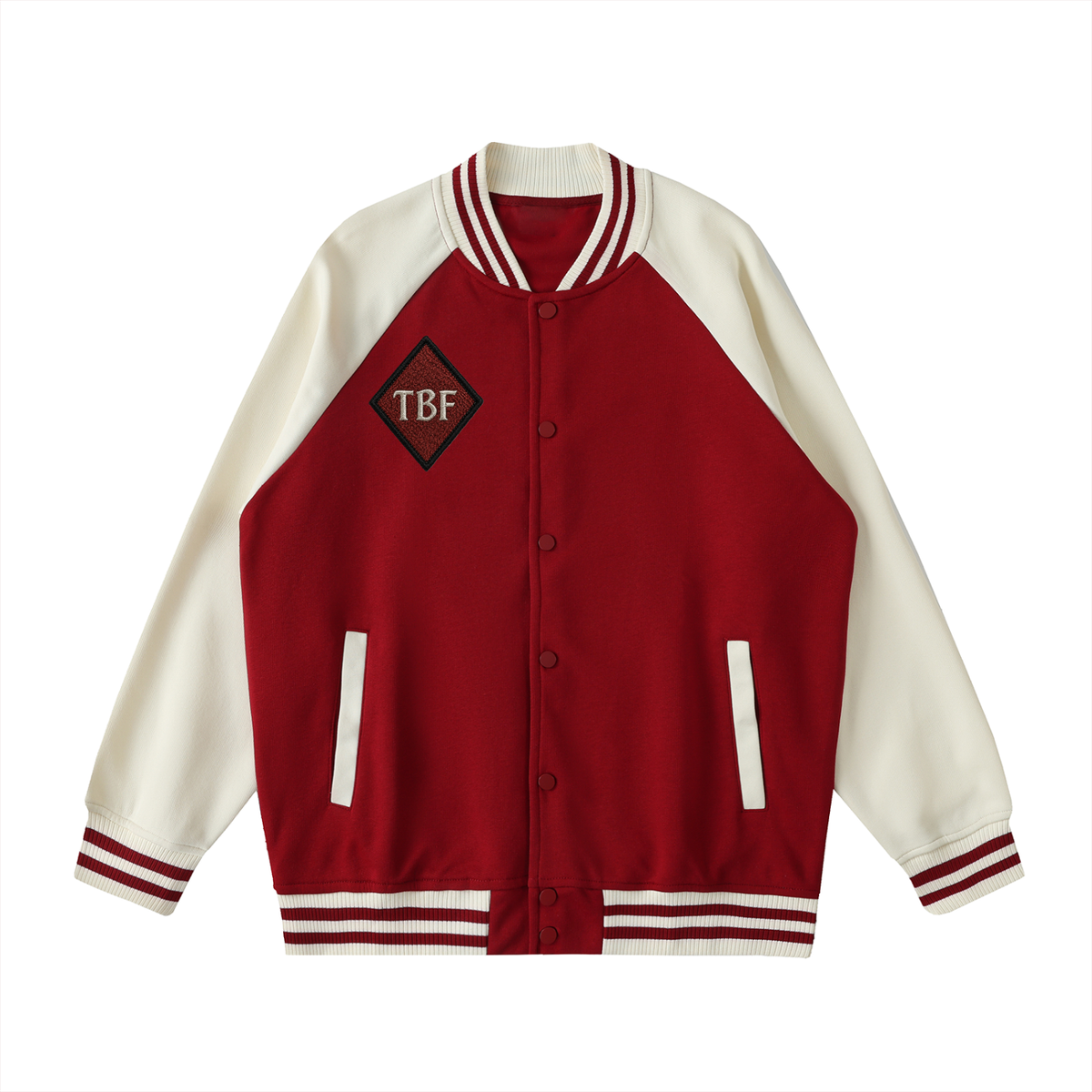 Diamond Two Tone Raglan Sleeve Varsity Jacket