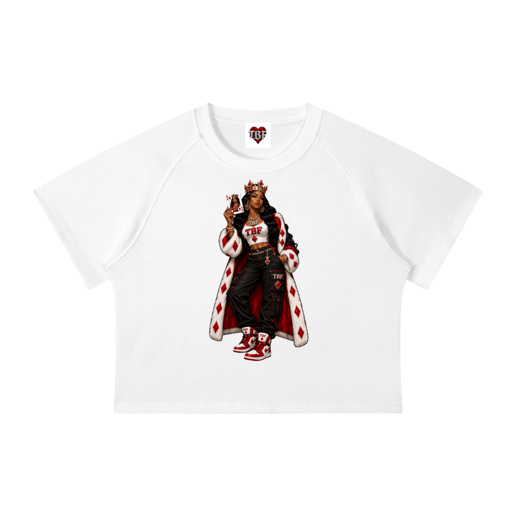 Queen of Diamonds Mineral Wash Raglan Crop T-Shirt