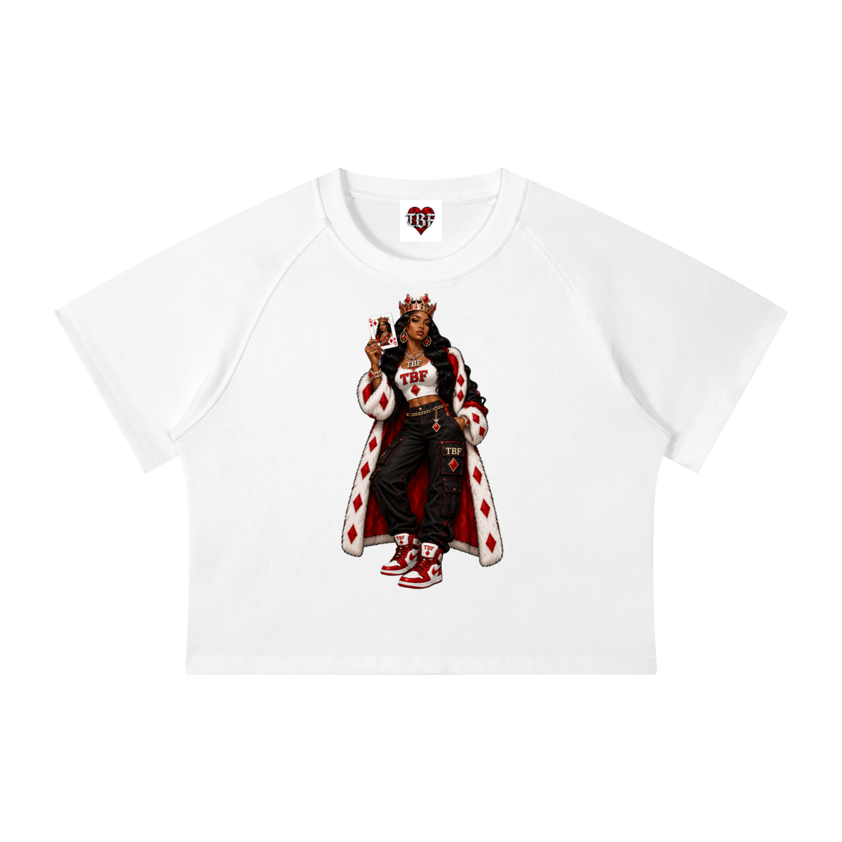 Queen of Diamonds Mineral Wash Raglan Crop T-Shirt