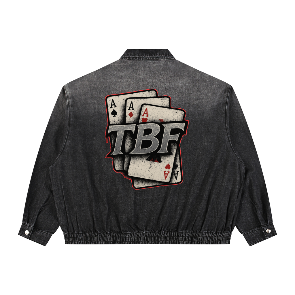 Unisex Vintage Wash Full-Zip Denim Jacket