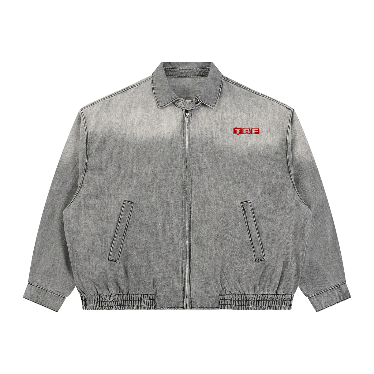 Unisex Vintage Wash Full-Zip Denim Jacket