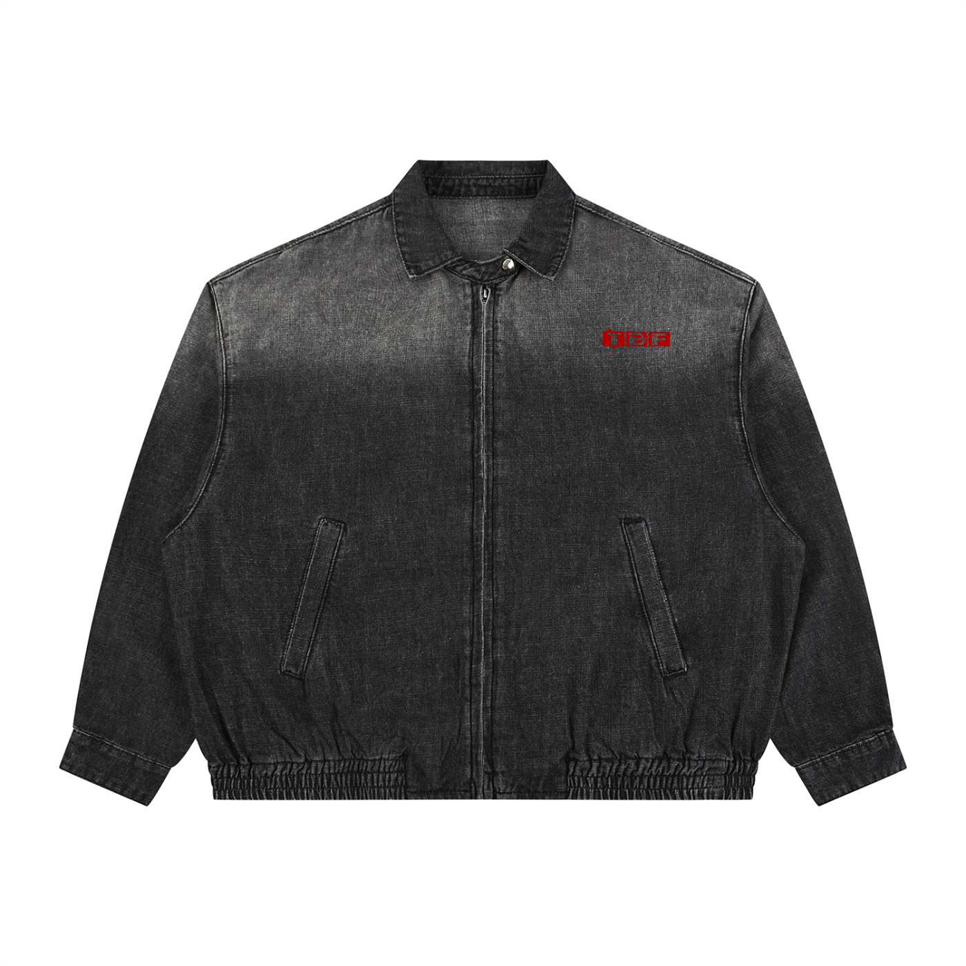 Unisex Vintage Wash Full-Zip Denim Jacket
