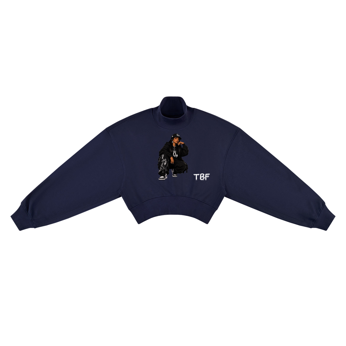 Queen of Spades Crop Mock Neck Sweatshirt