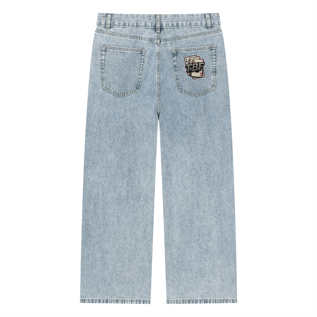 TBF Card Unisex Vintage Wash Straight Leg Jeans