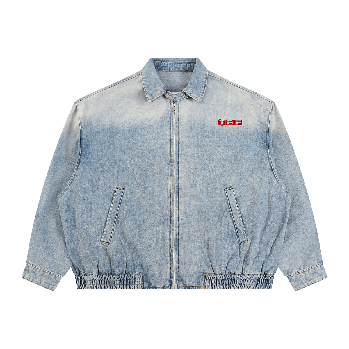 Unisex Vintage Wash Full-Zip Denim Jacket