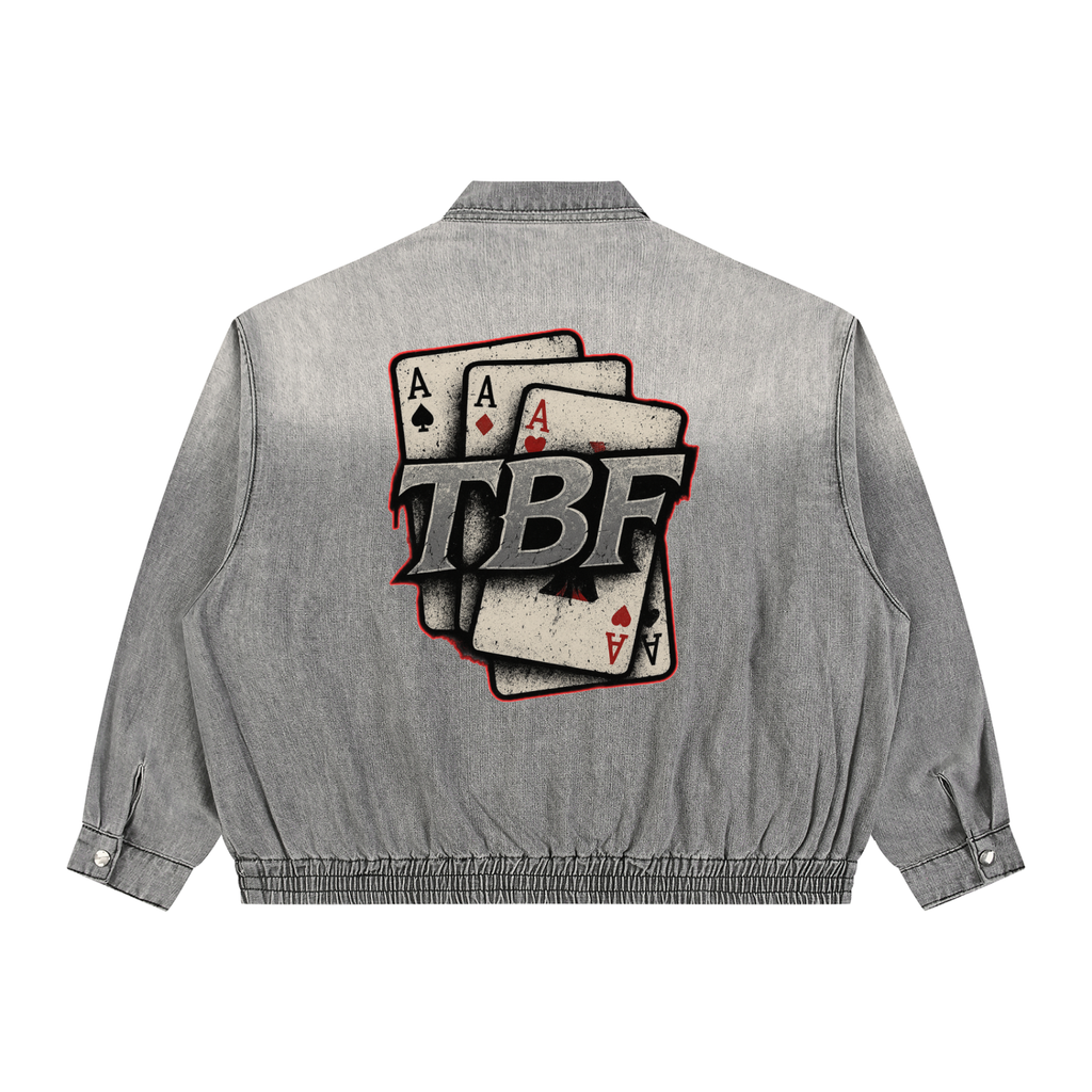 Unisex Vintage Wash Full-Zip Denim Jacket