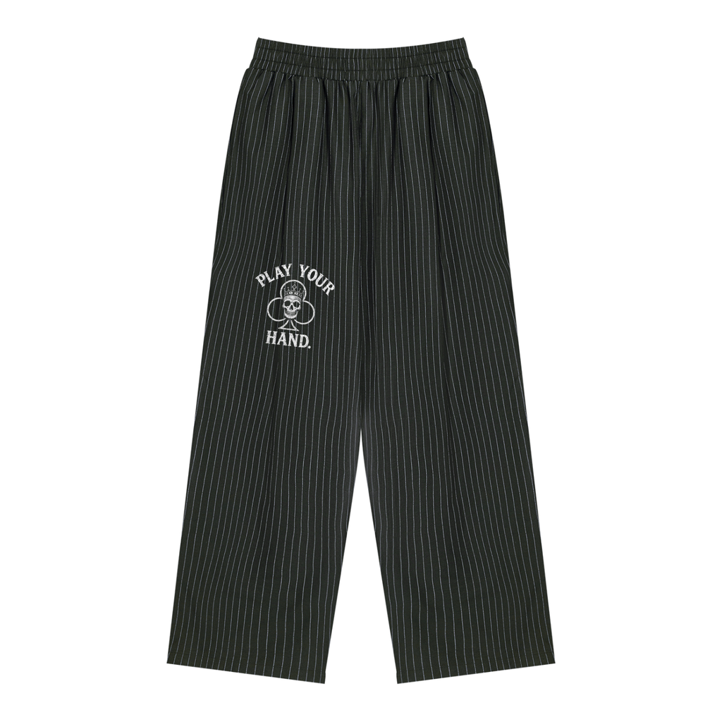 Unisex Striped Pleated Pants