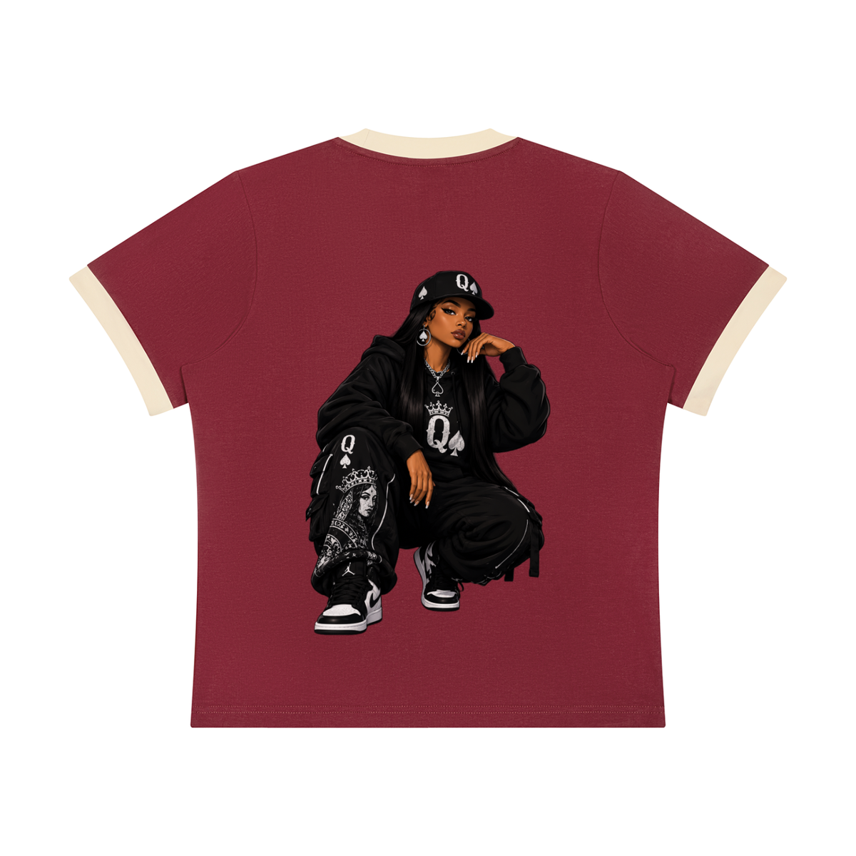 Women's Sorona Ringer T-Shirt- Queen of Spades