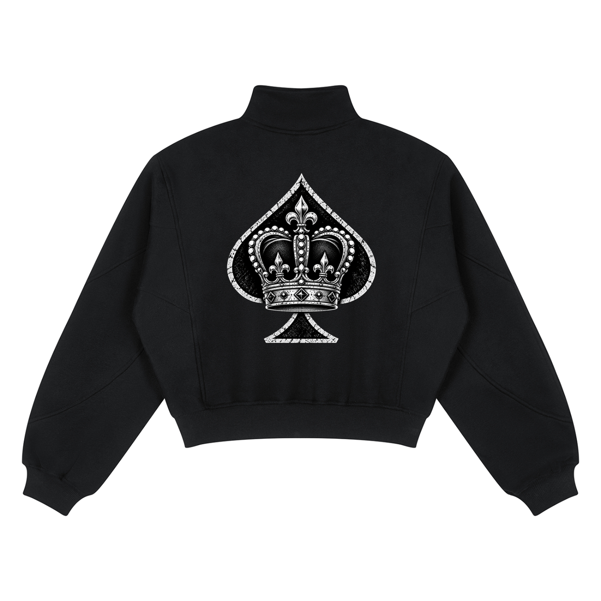 Women’s Queen of Spades symbol Loose Fleece Quarter-Zip Sweatshirt